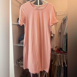 Small Davi&Dani (boutique) pink and white striped dress with buttons down back